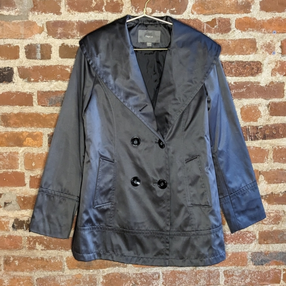 apt. 9 Large Shiny‎ Gray Peacoat